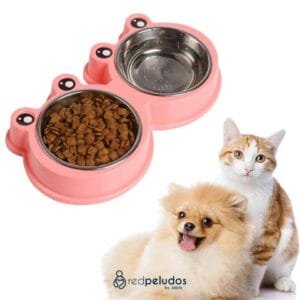 Comedero Doble de Acero Inoxidable para Mascotas – Base Antideslizante y Antiderrames